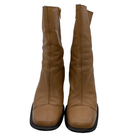 Stephane Kelian Heel Boots Women’s Sz 7 Side Zip Mid Calf Cap Toe Camel. #3 - Picture 4 of 12